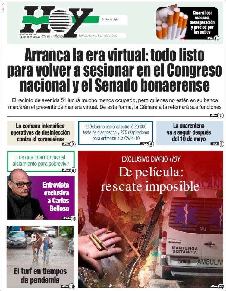 Portada de Diario Hoy (Argentina)