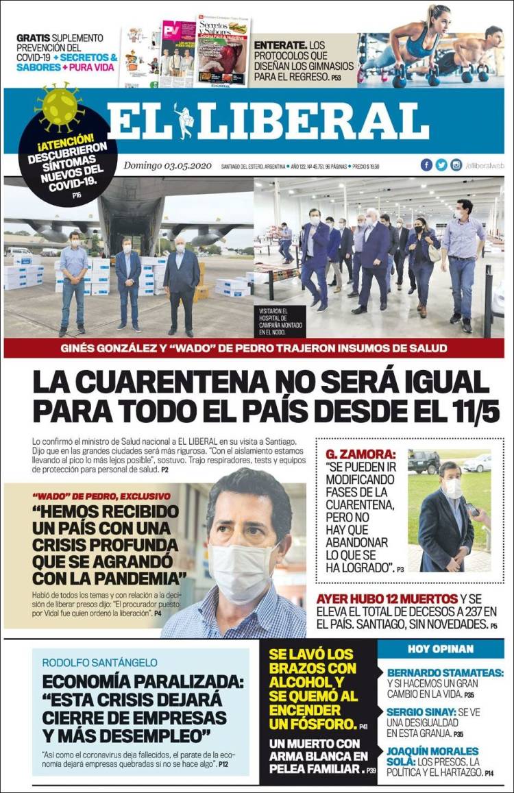 Portada de Diario El Liberal (Argentina)