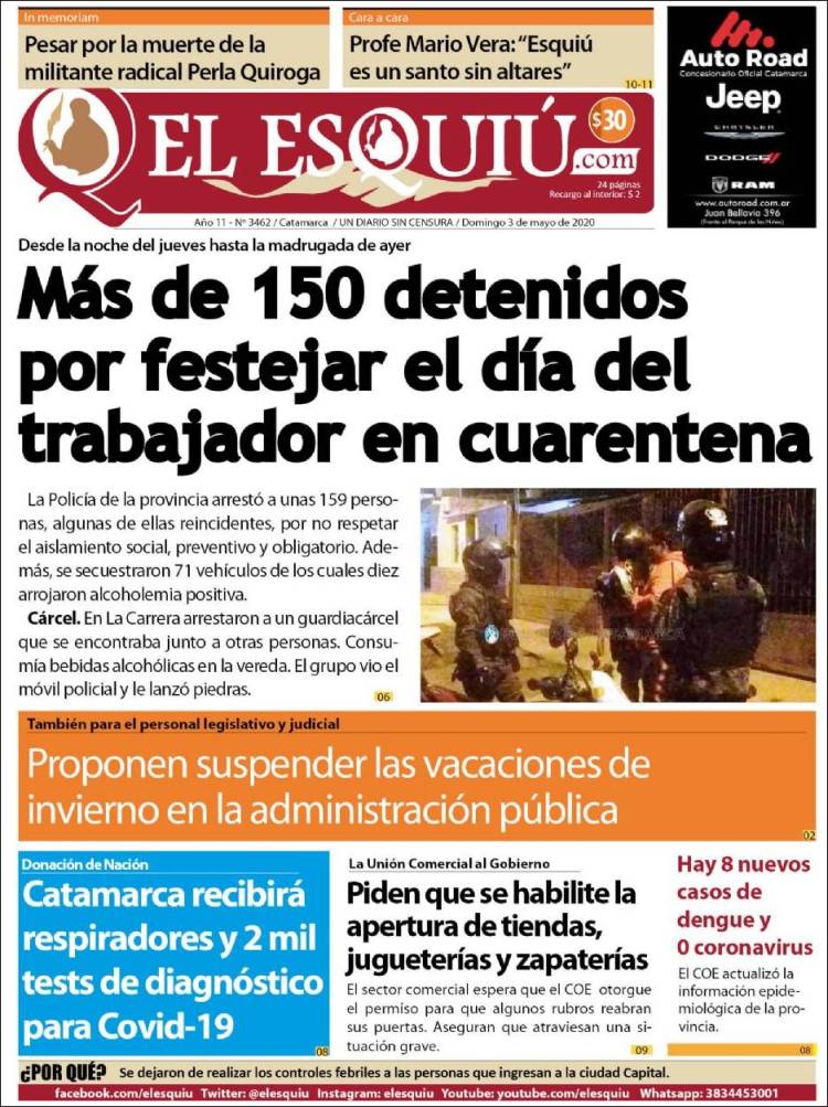 Portada de El Esquiu (Argentina)