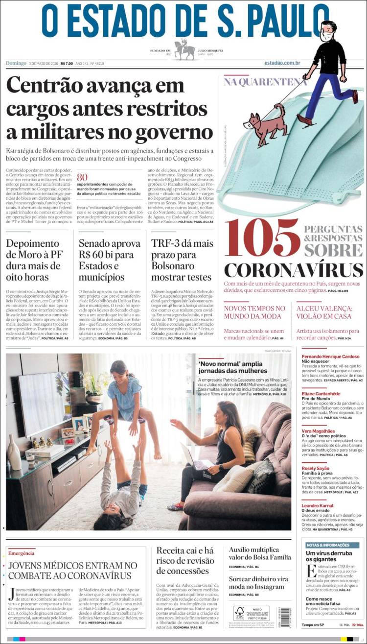 Portada de O Estado de São Paulo (Brasil)