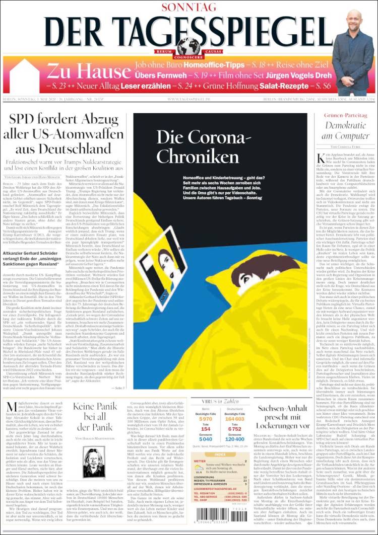Portada de Der Tagesspiegel (Alemania)