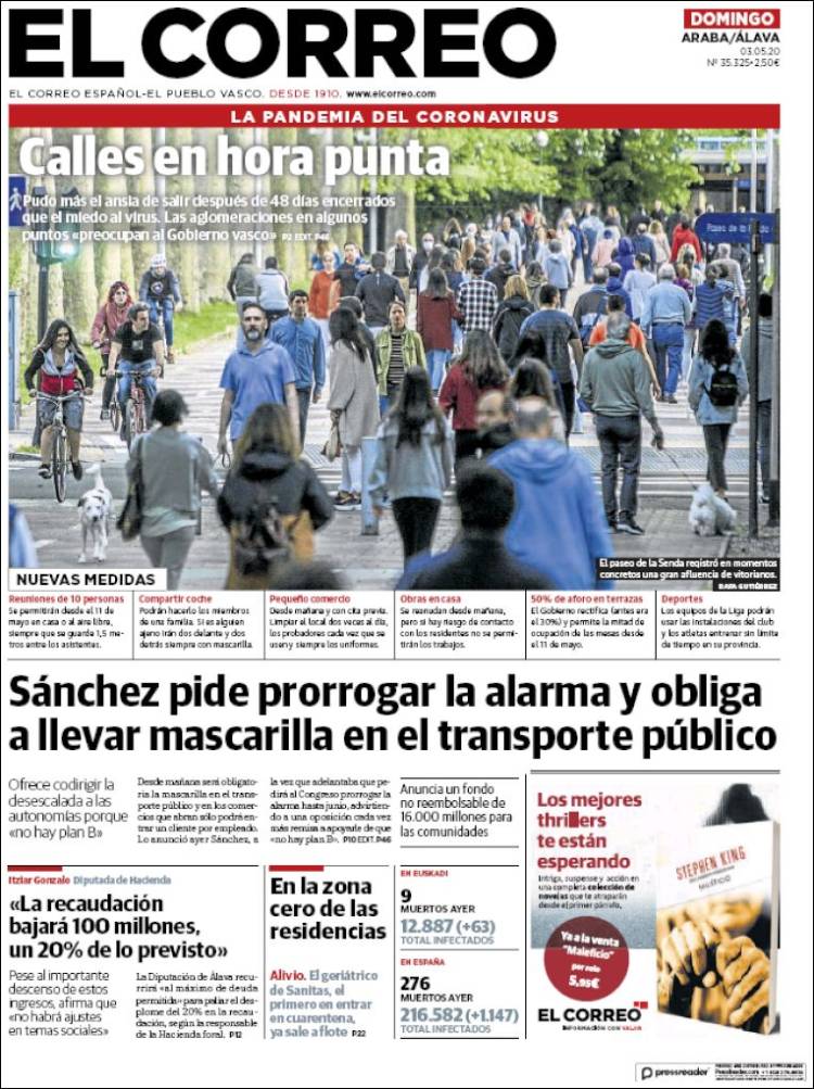 Portada de El Correo - Álava (España)