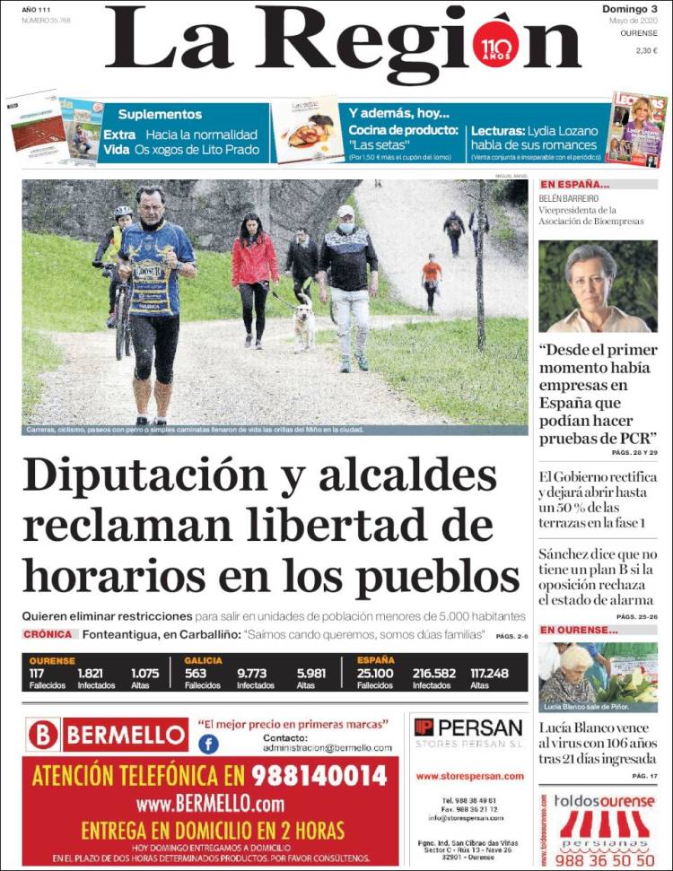Portada de La Región de Ourense (España)