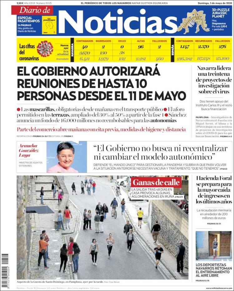 Portada de Noticias de Navarra (España)