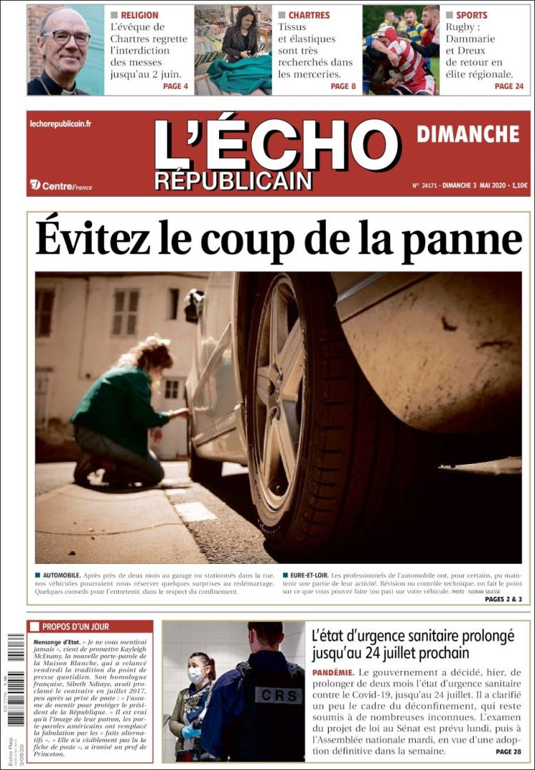 Portada de L'Echo Républicain (Francia)