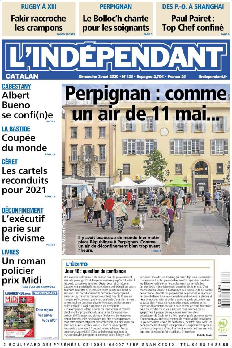 Portada de Le Indépendant (Francia)