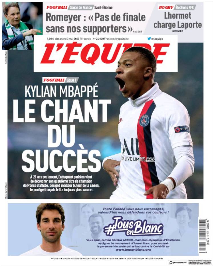 Portada de L'Equipe (Francia)