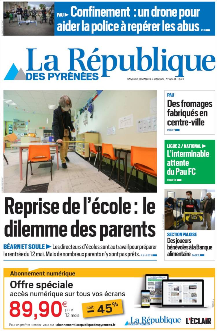 Portada de La République des Pyrénées (Francia)