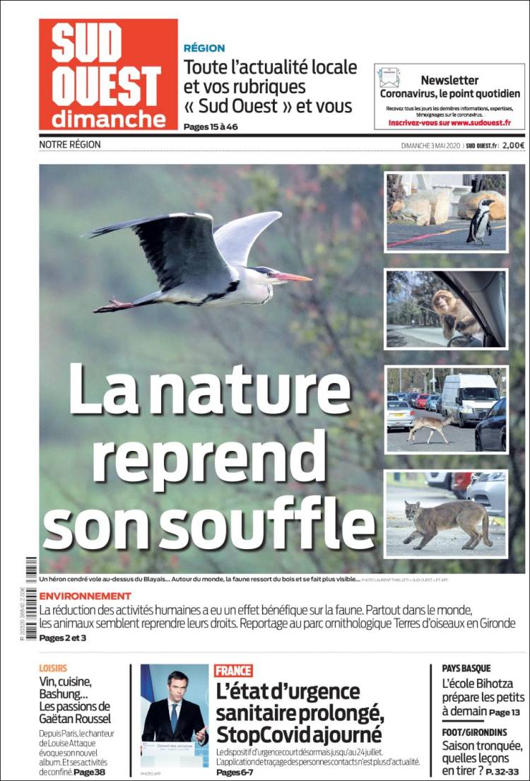 Portada de Sud Ouest (Francia)