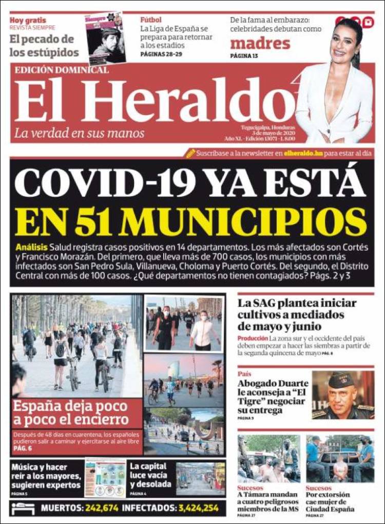 Portada de El Heraldo (Honduras)