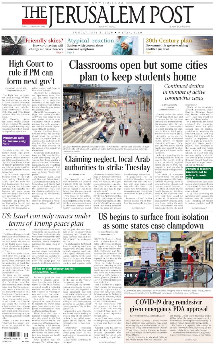 Portada de The Jerusalem Post (Israel)