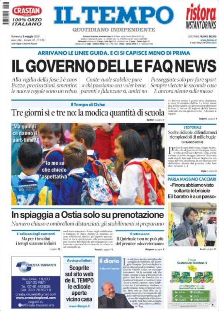 Portada de Il Tempo (Italia)