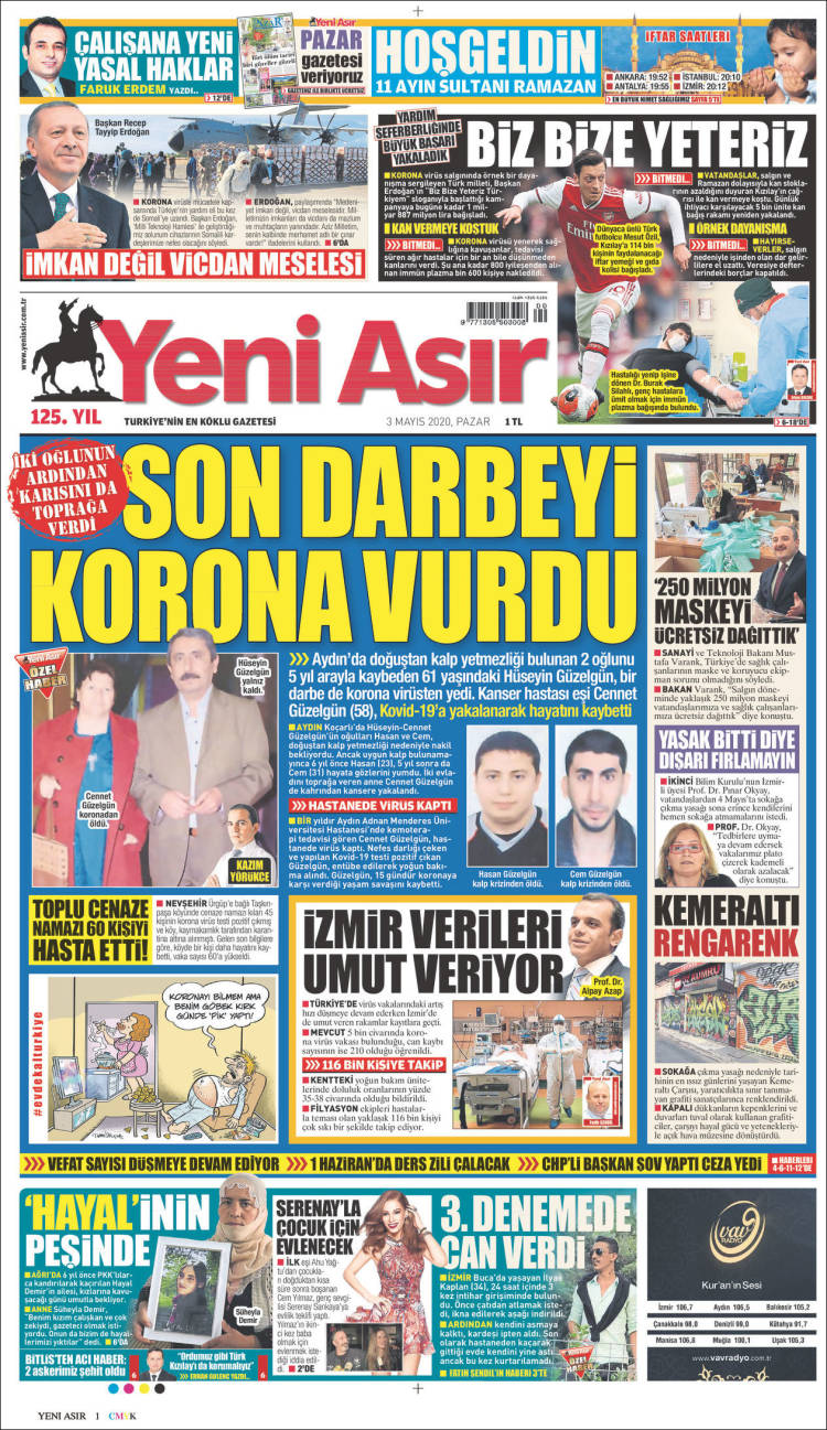 Portada de Yeni Asır (Turqu&iacute;a)
