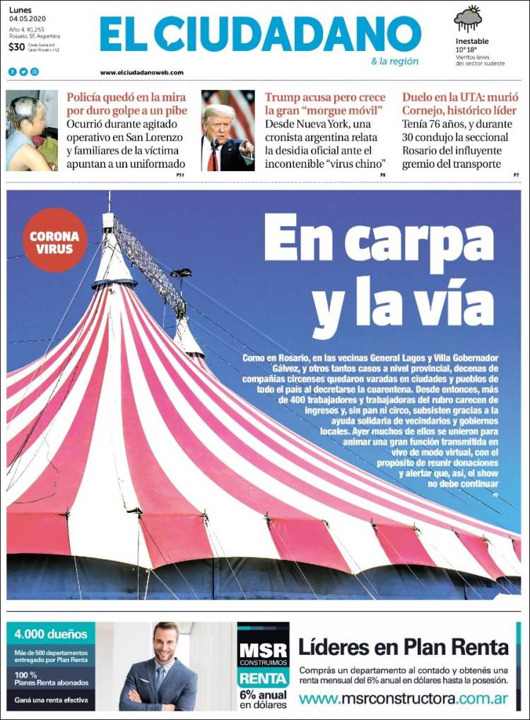 Portada de Diario El Ciudadano (Argentina)