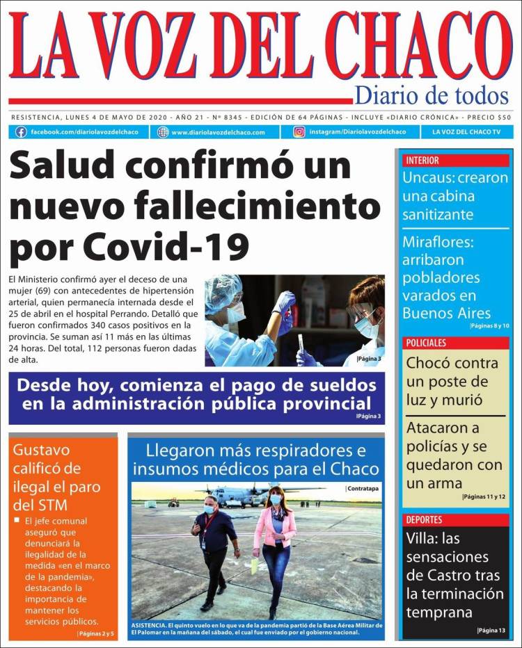 Portada de La Voz del Chaco (Argentina)
