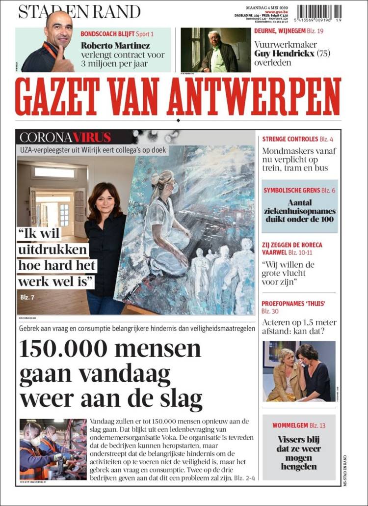 Portada de Gazet van Antwerpen (B&eacute;lgica)