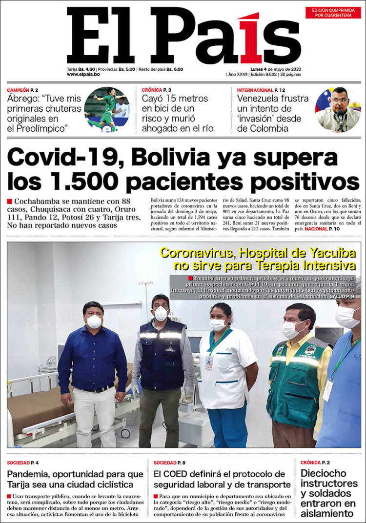 Portada de El País (Bolivia)