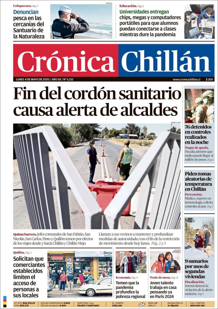 Portada de Crónica Chillán (Chile)