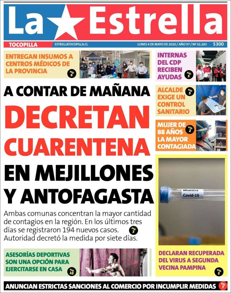 Portada de La Estrella de Tocopilla (Chile)