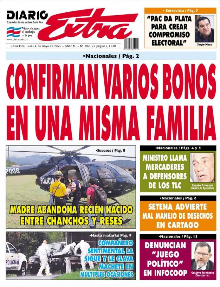 Portada de Diario Extra (Costa Rica)