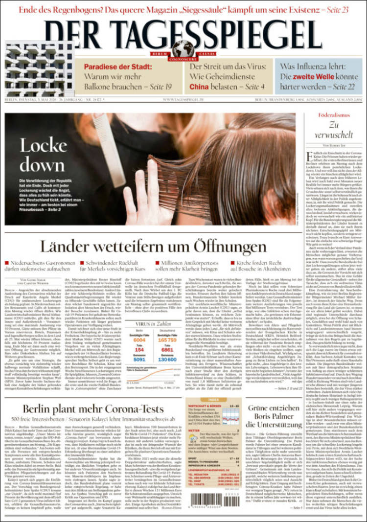 Portada de Der Tagesspiegel (Alemania)