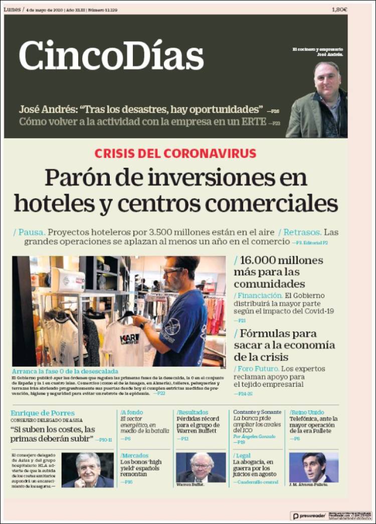 Portada de Cinco Días (Espa&ntilde;a)