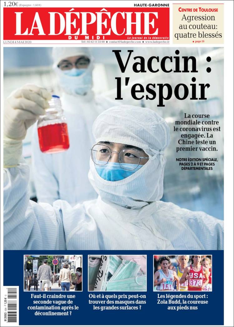 Portada de La Dépêche du Midi (Francia)