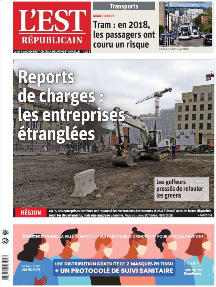 Portada de L'Est Republicain (Francia)