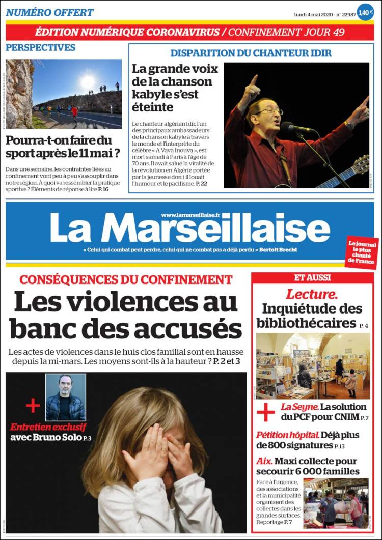 Portada de La Marseillaise (Francia)