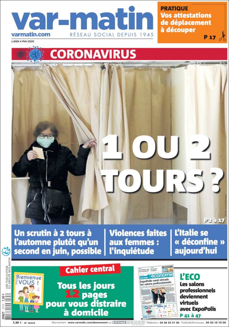 Portada de Nice-Matin (Francia)