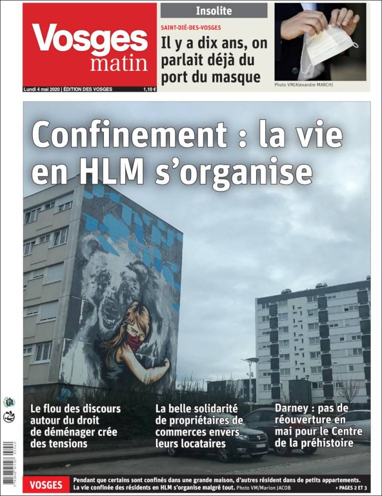 Portada de Vosges Matin (Francia)