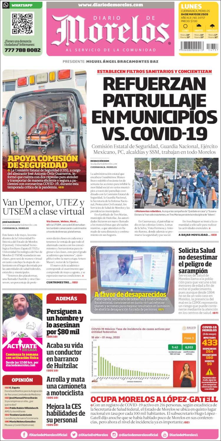 Portada de Diario de Morelos (México)