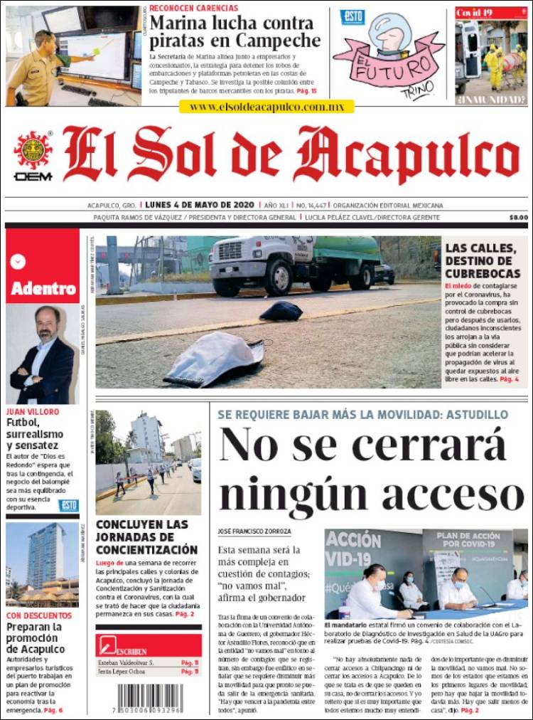 Portada de El Sol de Acapulco (México)