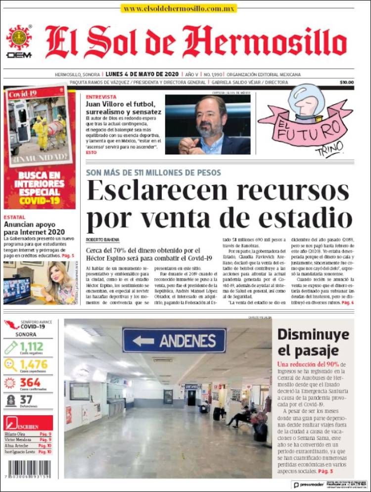 Portada de El Sol de Hermosillo (México)