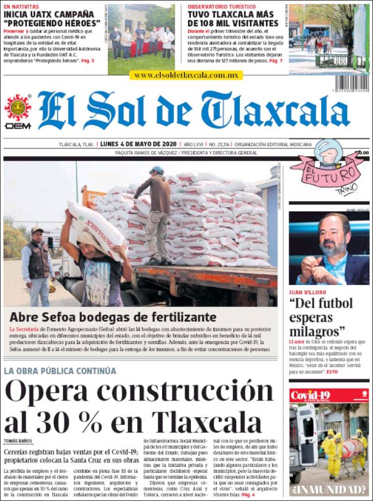 Portada de El Sol de Tlaxcala (México)