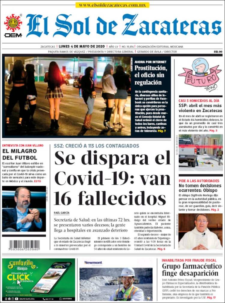 Portada de El Sol de Zacatecas (México)