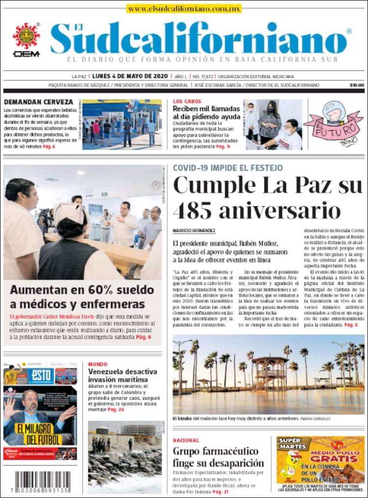 Portada de El Sudcaliforniano (México)