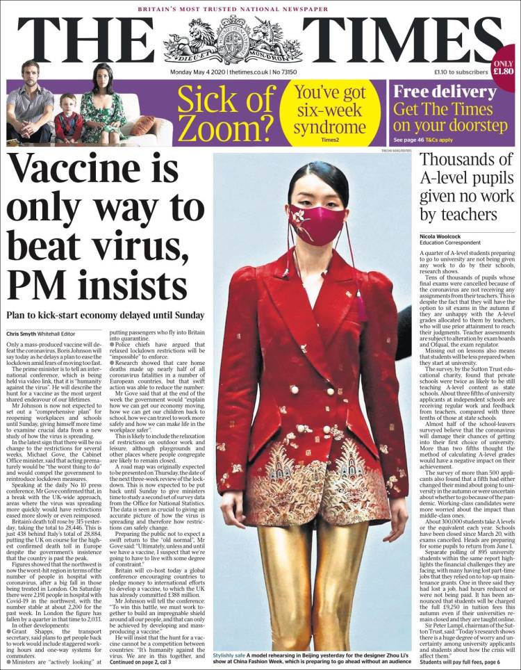 Portada de The Times (Reino Unido)