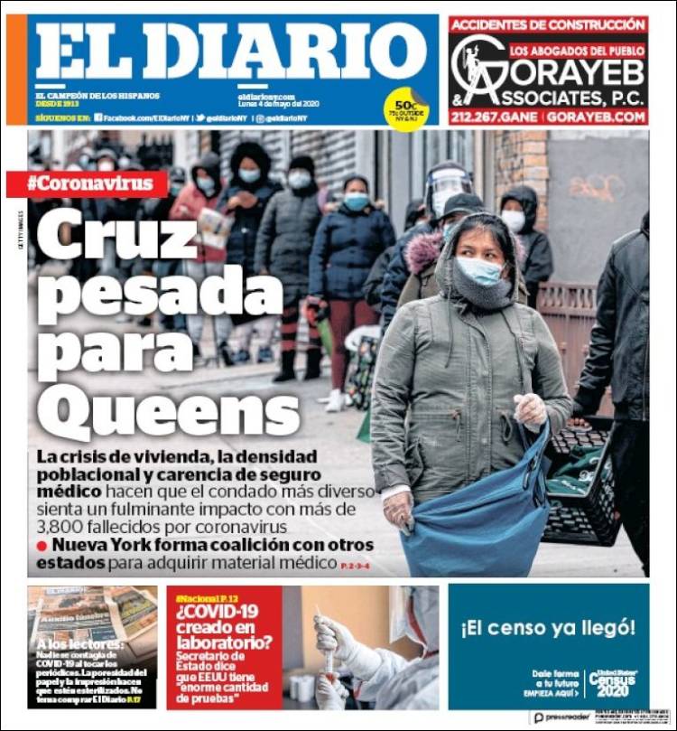 Portada de El Diario NY (USA)