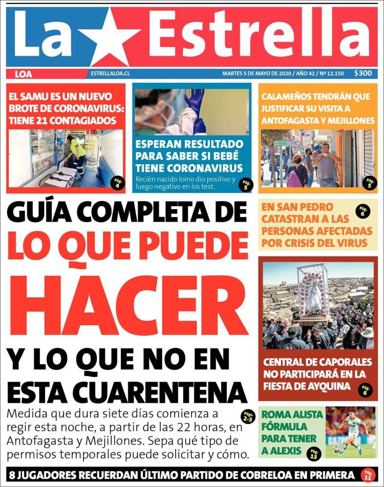 Portada de La Estrella de Loa (Chile)