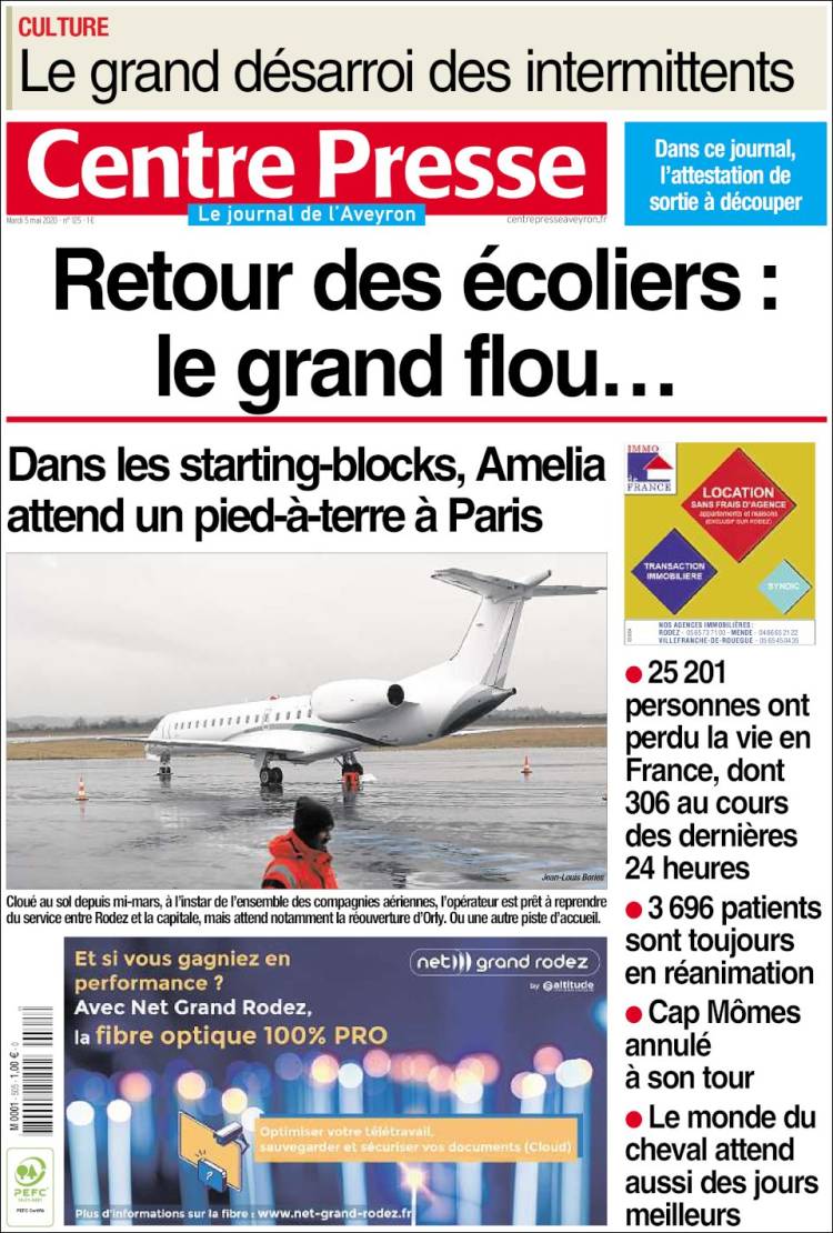 Portada de Centre Presse (Francia)