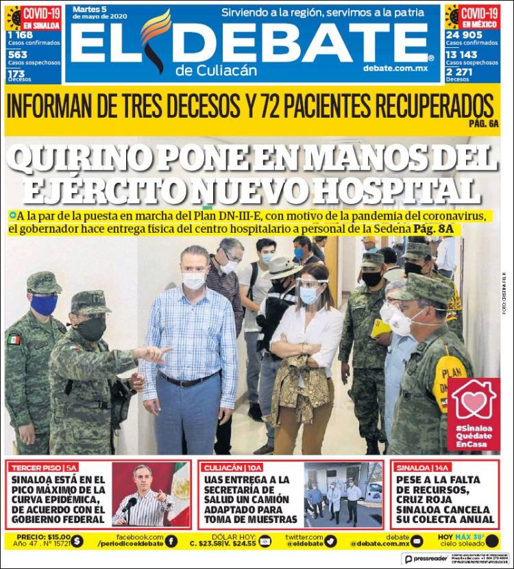 Portada de El Debate de Culiacán (México)