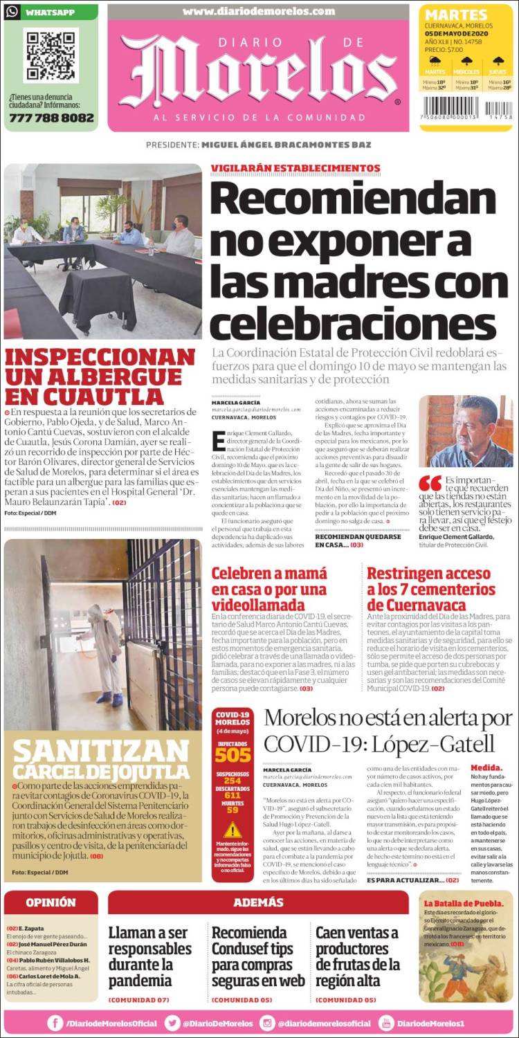 Portada de Diario de Morelos (México)