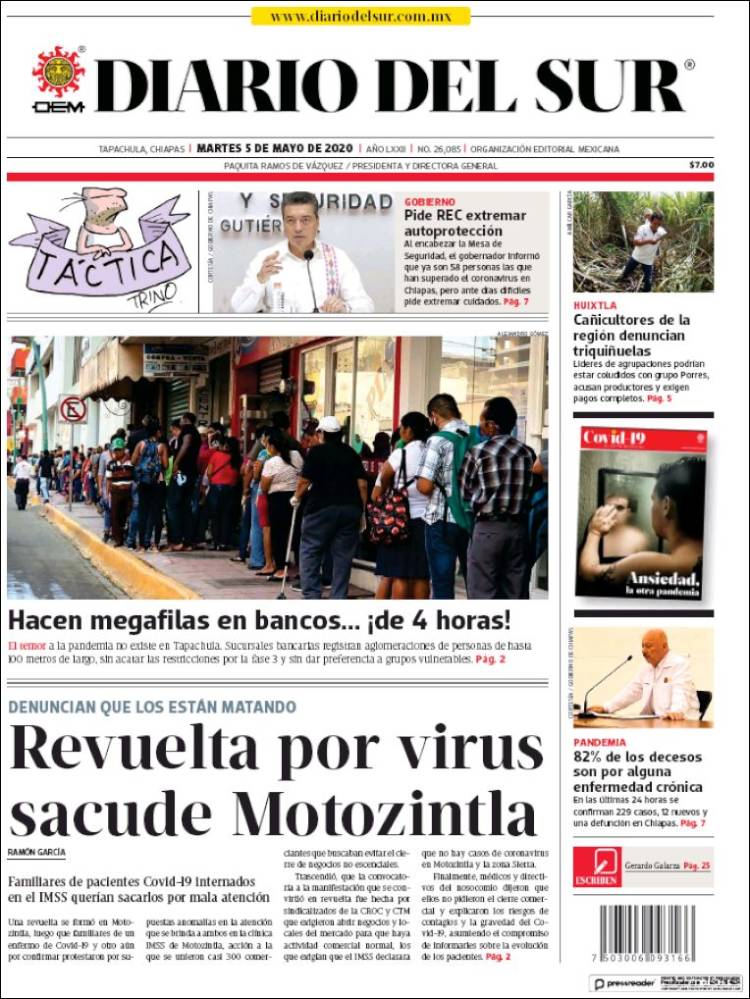 Portada de El Diario del Sur (México)