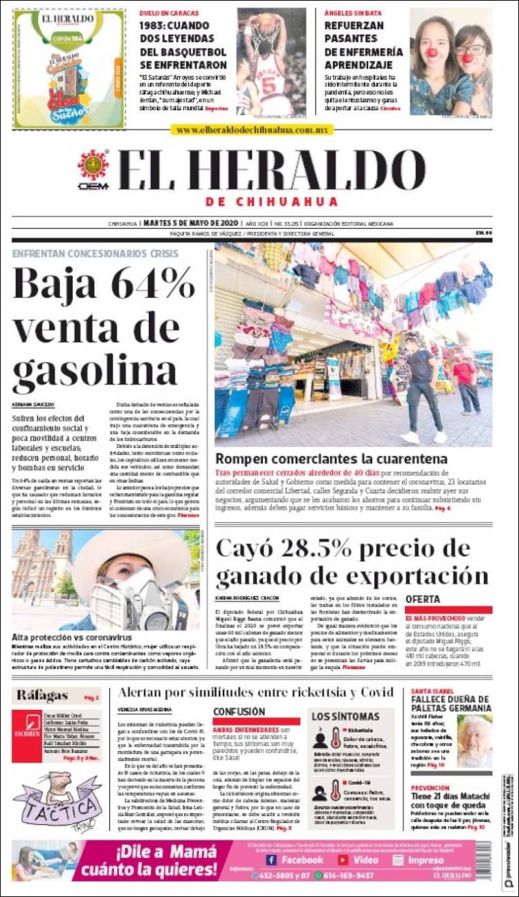 Portada de El Heraldo de Chihuahua (México)