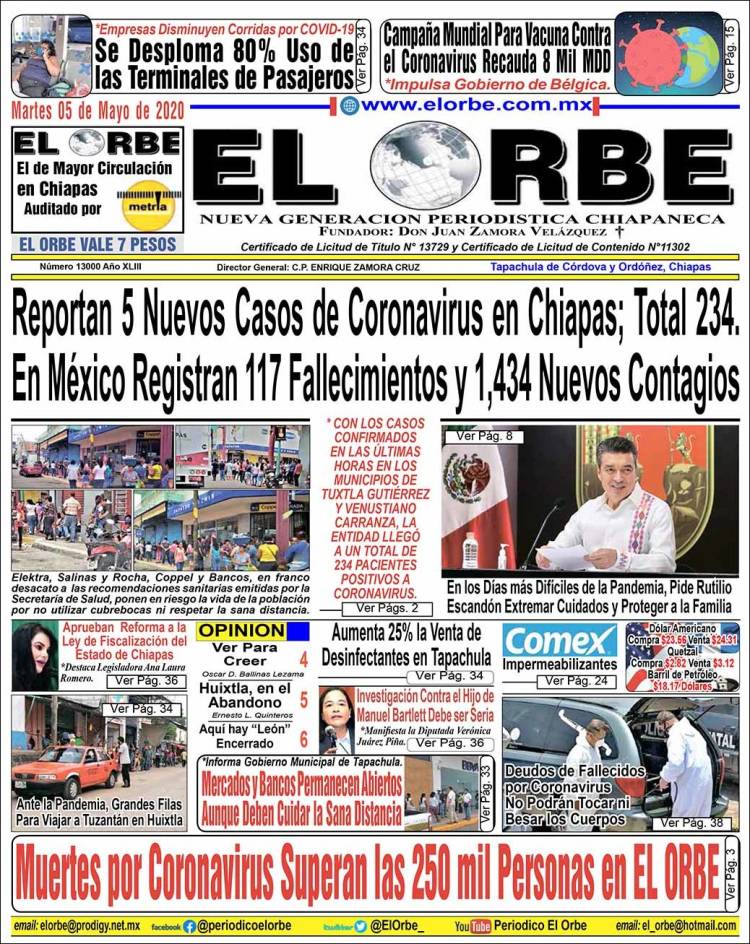 Portada de El Orbe (México)