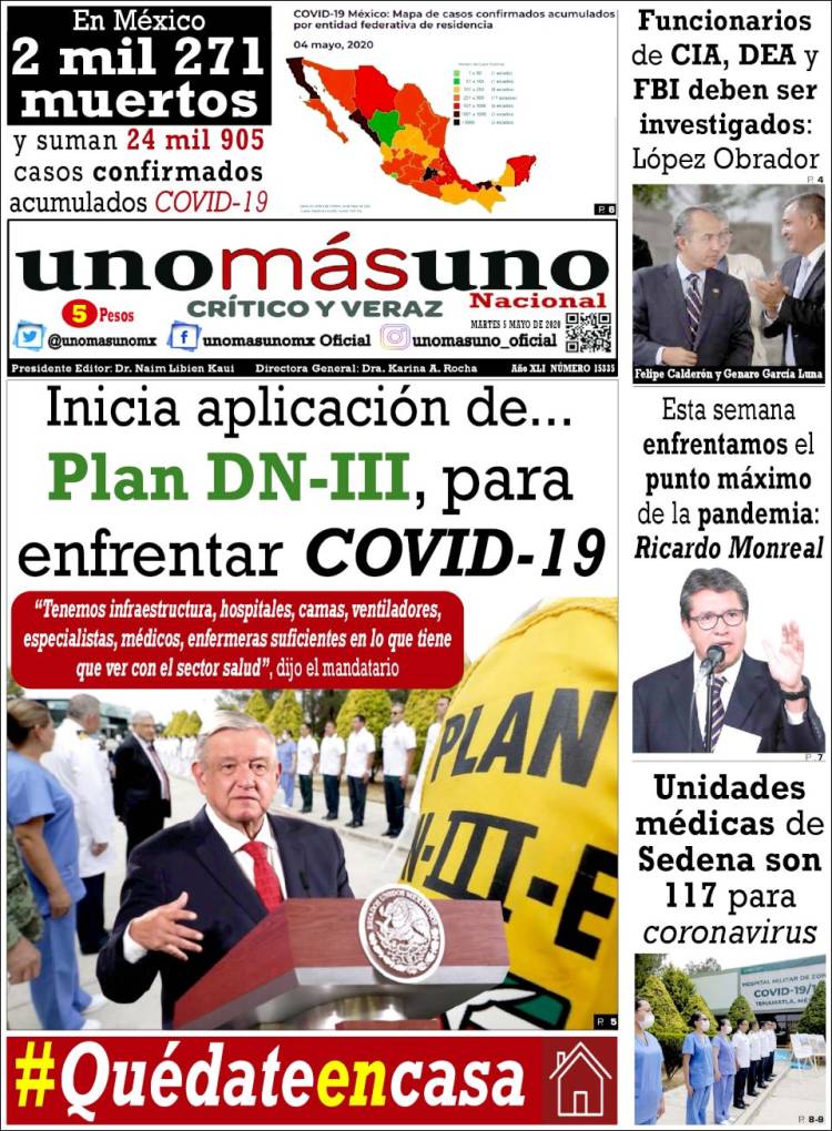 Portada de unomásuno (México)