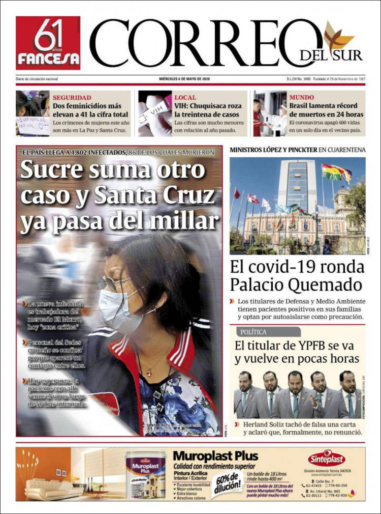 Portada de Correo Sur (Bolivia)