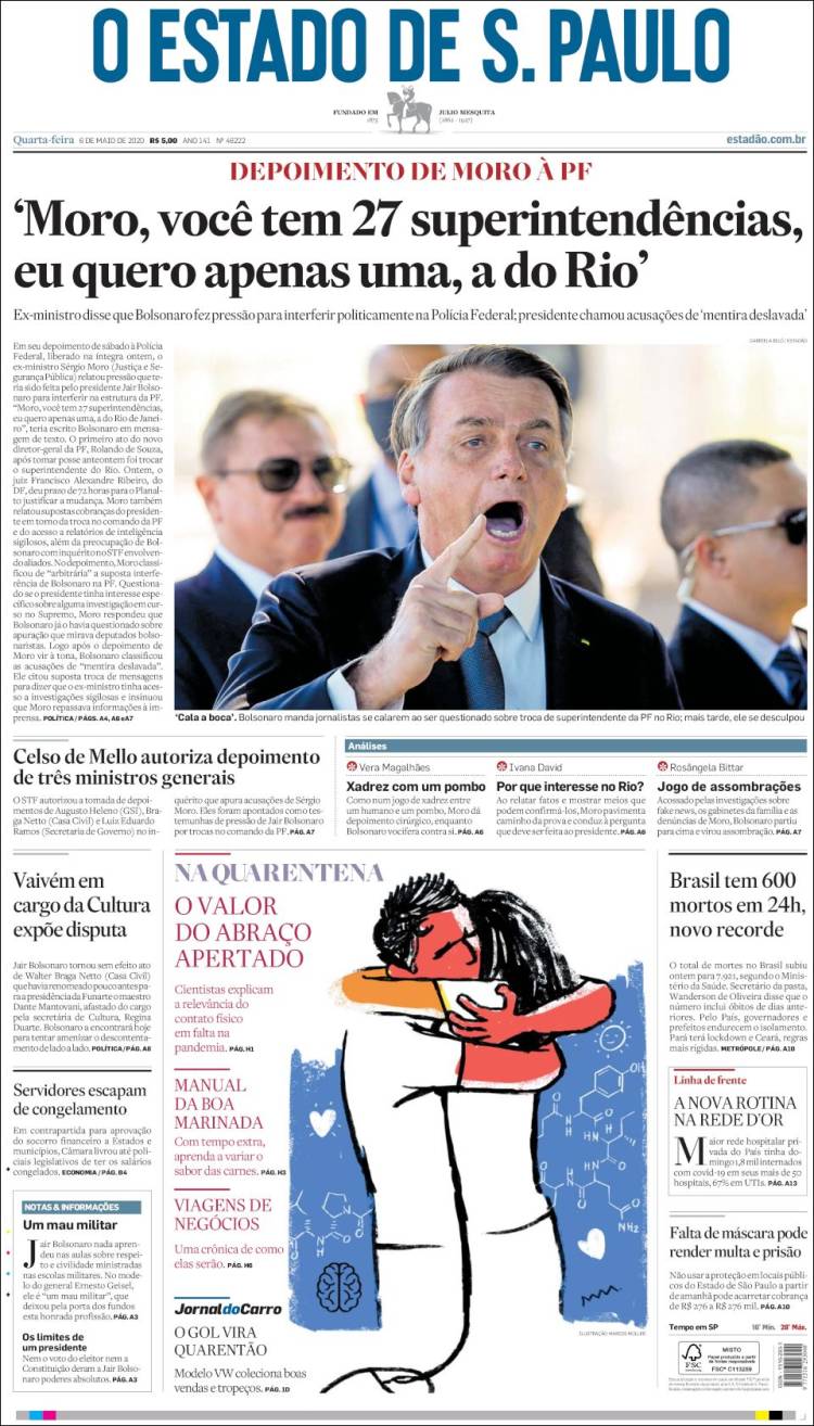 Portada de O Estado de São Paulo (Brasil)