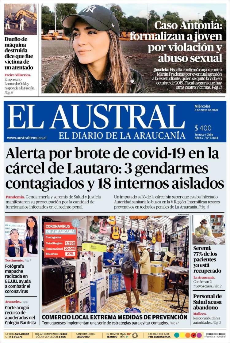 Portada de El Austral de Temuco (Chile)
